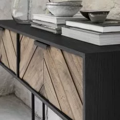 CRISS CROSS Tiikkipuinen Konsolipöytä -Keittiö myymälä SC CC 206652 Criss Cross sideboard 2 drawers detail1 DTP