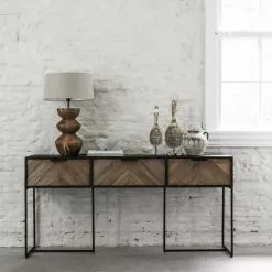 CRISS CROSS Tiikkipuinen Konsolipöytä