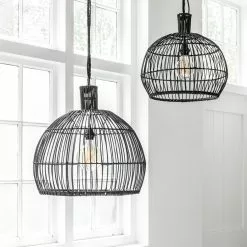 Las Salinas Small Musta Rottinkivalaisin -Keittiö myymälä ml 521864 plus ml 521865 hanging lamp las salinas black sfeer 1