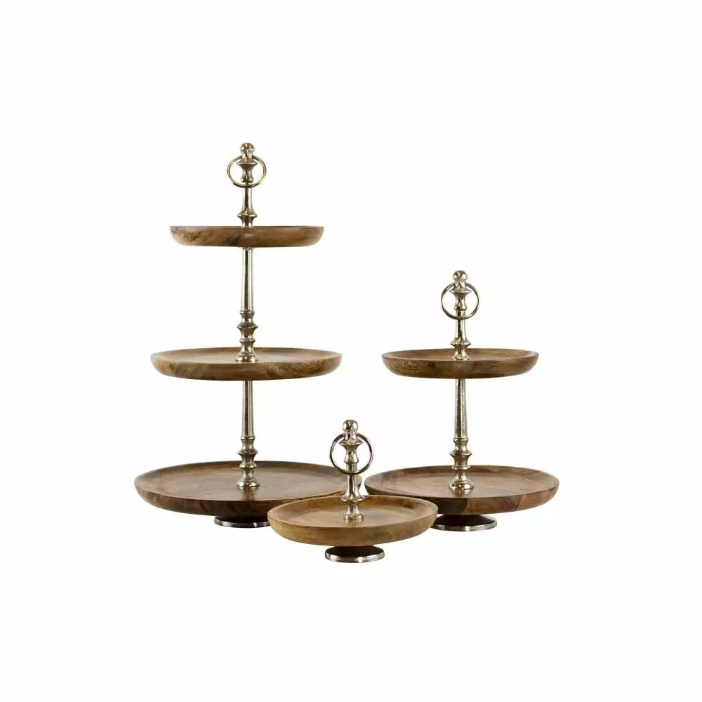 Puinen Kerrostarjotin Metallikahvalla, Pyöreä 2 Puinen Kerrostarjotin Metallikahvalla, Pyöreä - Image 2